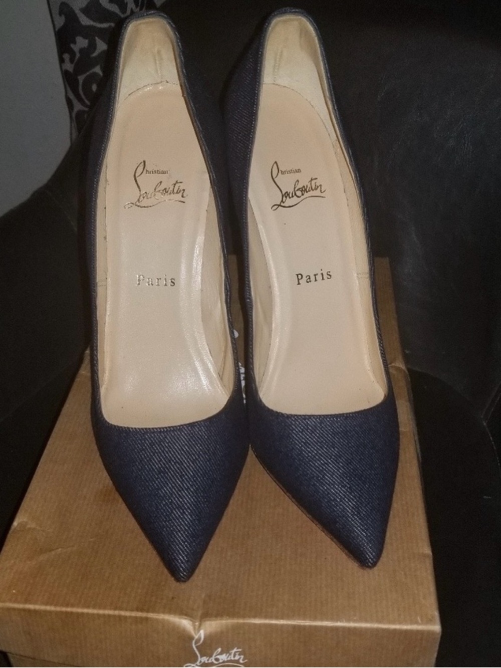 Christian Louboutin Dark Navy Pointed-Toe Pumps
